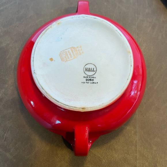 Rare Vintage Hall Sundial Lid Covered Casserole Dish in Chinese Red - Picture 9 of 14